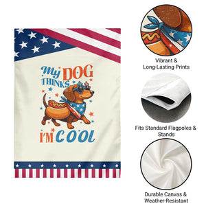 Funny Patriotic Dachshund Garden Flag My Dog Thinks I Am Cool USA Dog Lover TS14 Print Your Wear