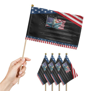 Christian US USA Flag American Patriotic Handheld Flag Jesus Riding Whale Ocean TS14 Print Your Wear
