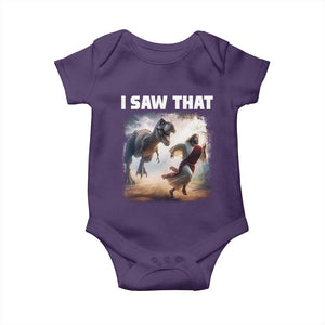 Funny Jesus Dinosaur Baby Onesie I Saw That Christan Meme TS14 Purple Print Your Wear