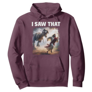 Funny Jesus Dinosaur Hoodie I Saw That Christan Meme TS14 Maroon Print Your Wear