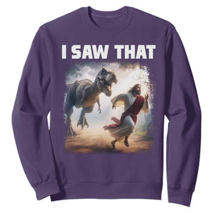 Funny Jesus Dinosaur Sweatshirt I Saw That Christan Meme TS14 Purple Print Your Wear