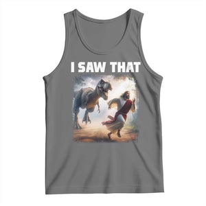 Funny Jesus Dinosaur Tank Top I Saw That Christan Meme TS14 Black Heather Print Your Wear