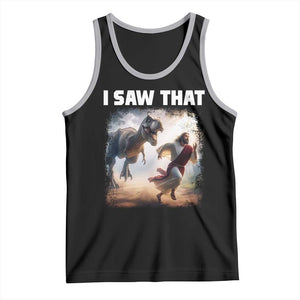 Funny Jesus Dinosaur Tank Top I Saw That Christan Meme TS14 Black Athletic Heather Print Your Wear