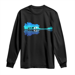 Guitar Lake Shadow Long Sleeve Shirt Acoustic Guitarist Musician Nature Lover TS14 Black Print Your Wear