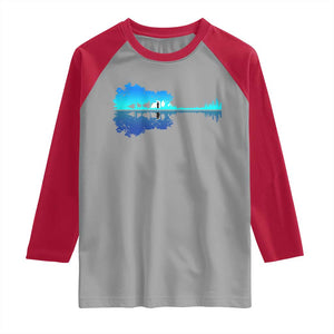 Guitar Lake Shadow Raglan Shirt Acoustic Guitarist Musician Nature Lover TS14 Sport Gray Red Print Your Wear