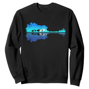 Guitar Lake Shadow Sweatshirt Acoustic Guitarist Musician Nature Lover TS14 Black Print Your Wear