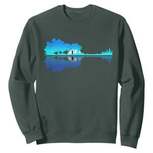 Guitar Lake Shadow Sweatshirt Acoustic Guitarist Musician Nature Lover TS14 Dark Forest Green Print Your Wear