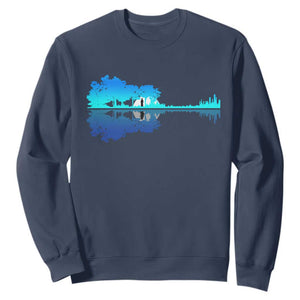 Guitar Lake Shadow Sweatshirt Acoustic Guitarist Musician Nature Lover TS14 Navy Print Your Wear