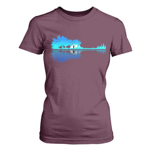 Guitar Lake Shadow T Shirt For Women Acoustic Guitarist Musician Nature Lover TS14 Maroon Print Your Wear