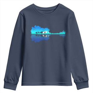 Guitar Lake Shadow Youth Sweatshirt Acoustic Guitarist Musician Nature Lover TS14 Navy Print Your Wear