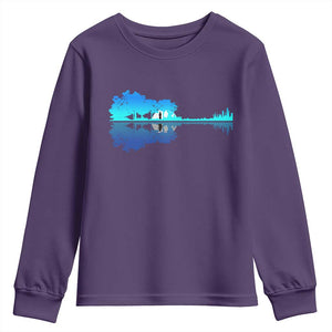 Guitar Lake Shadow Youth Sweatshirt Acoustic Guitarist Musician Nature Lover TS14 Purple Print Your Wear