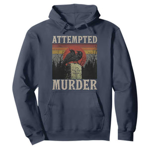 Funny Literary Hoodie Attempted Murder Two Crows Bird on Branch TS14 Navy Print Your Wear