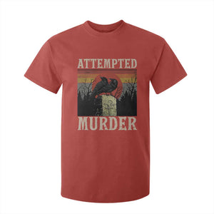 Funny Literary T Shirt For Kid Attempted Murder Two Crows Bird on Branch TS14 Red Print Your Wear