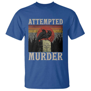 Funny Literary T Shirt Attempted Murder Two Crows Bird on Branch TS14 Royal Blue Print Your Wear