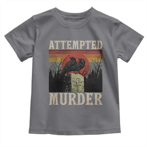 Funny Literary Toddler T Shirt Attempted Murder Two Crows Bird on Branch TS14 Charcoal Print Your Wear