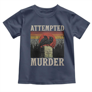 Funny Literary Toddler T Shirt Attempted Murder Two Crows Bird on Branch TS14 Navy Print Your Wear