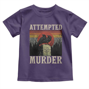 Funny Literary Toddler T Shirt Attempted Murder Two Crows Bird on Branch TS14 Purple Print Your Wear