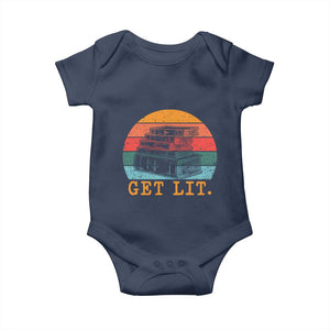 Book Lover Baby Onesie Get Lit Literature Reading TS14 Navy Print Your Wear