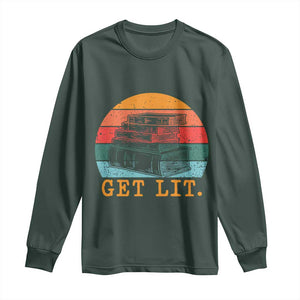 Book Lover Long Sleeve Shirt Get Lit Literature Reading TS14 Dark Forest Green Print Your Wear