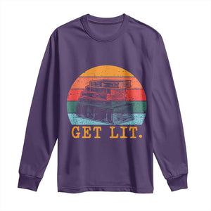 Book Lover Long Sleeve Shirt Get Lit Literature Reading TS14 Purple Print Your Wear