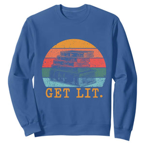 Book Lover Sweatshirt Get Lit Literature Reading TS14 Royal Blue Print Your Wear