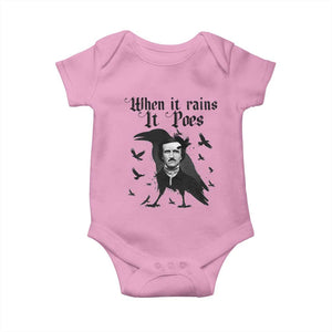 Funny Edgar Allan Poe Baby Onesie When It Rains It Poes TS14 Light Pink Print Your Wear