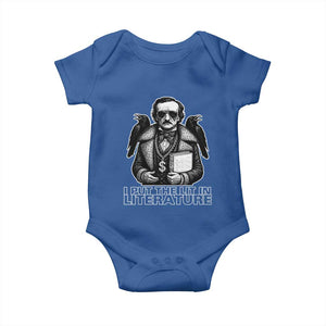 Funny Edgar Allan Poe Baby Onesie I Put The Lit In Literature TS14 Royal Blue Print Your Wear