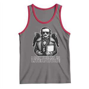 Funny Edgar Allan Poe Tank Top I Put The Lit In Literature TS14 Deep Heather Red Print Your Wear