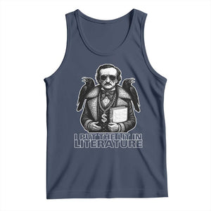 Funny Edgar Allan Poe Tank Top I Put The Lit In Literature TS14 Navy Print Your Wear