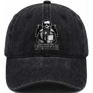 Funny Edgar Allan Poe Washed Cotton Baseball Cap I Put The Lit In Literature TS14 Washed Cap Universal Fit Black Print Your Wear