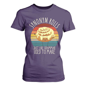 Funny English Grammar T Shirt For Women Synonym Rolls Just Like Grammar Used To Make TS14 Purple Print Your Wear
