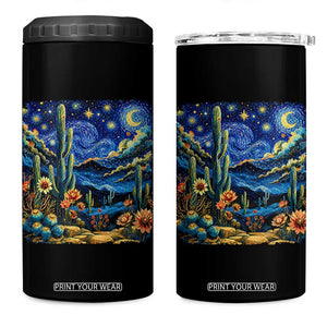 Desert Night Cactus Starry Night Arizona Stars Sky Nature Lover Gift 4 in 1 Can Cooler Tumbler