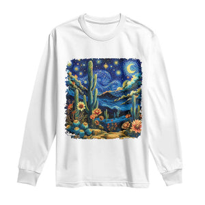 Desert Night Cactus Starry Night Arizona Stars Sky Nature Lover Gift Long Sleeve Shirt