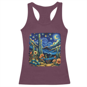 Desert Night Cactus Starry Night Arizona Stars Sky Nature Lover Gift Racerback Tank Top