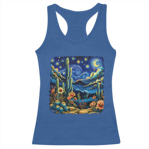 Desert Night Cactus Starry Night Arizona Stars Sky Nature Lover Gift Racerback Tank Top