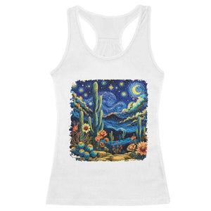 Desert Night Cactus Starry Night Arizona Stars Sky Nature Lover Gift Racerback Tank Top