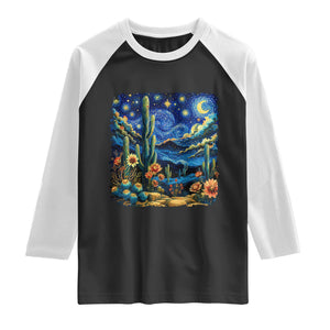 Desert Night Cactus Starry Night Arizona Stars Sky Nature Lover Gift Raglan Shirt
