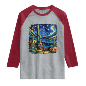 Desert Night Cactus Starry Night Arizona Stars Sky Nature Lover Gift Raglan Shirt