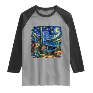 Desert Night Cactus Starry Night Arizona Stars Sky Nature Lover Gift Raglan Shirt