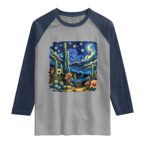 Desert Night Cactus Starry Night Arizona Stars Sky Nature Lover Gift Raglan Shirt