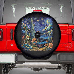 Desert Night Cactus Starry Night Arizona Stars Sky Nature Lover Gift Spare Tire Cover TS14 Black Print Your Wear