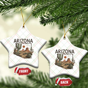 Arizona State Map Desert Landscape Cactus Southwest Ceramic Ornament