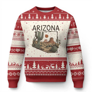 Arizona State Map Desert Landscape Cactus Southwest Ugly Christmas Sweater