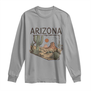 Arizona State Map Desert Landscape Cactus Southwest Long Sleeve Shirt