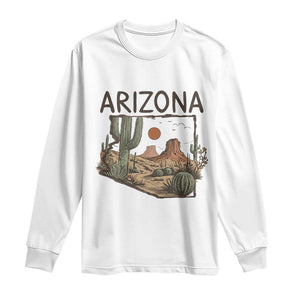 Arizona State Map Desert Landscape Cactus Southwest Long Sleeve Shirt