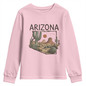 Arizona State Map Desert Landscape Cactus Southwest Youth Sweatshirt