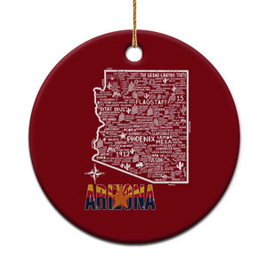 Arizona Map Phoenix Sedona Tucson Southwest Travel Ceramic Ornament