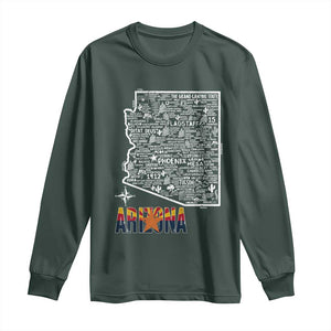 Arizona Map Phoenix Sedona Tucson Southwest Travel Long Sleeve Shirt