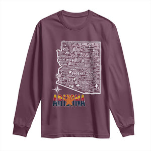 Arizona Map Phoenix Sedona Tucson Southwest Travel Long Sleeve Shirt