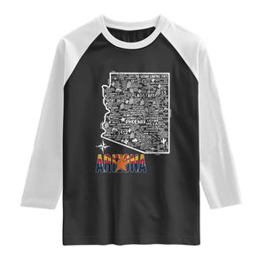 Arizona Map Phoenix Sedona Tucson Southwest Travel Raglan Shirt